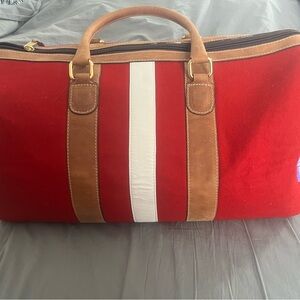 Red and White Italian Wool Duffel Bag